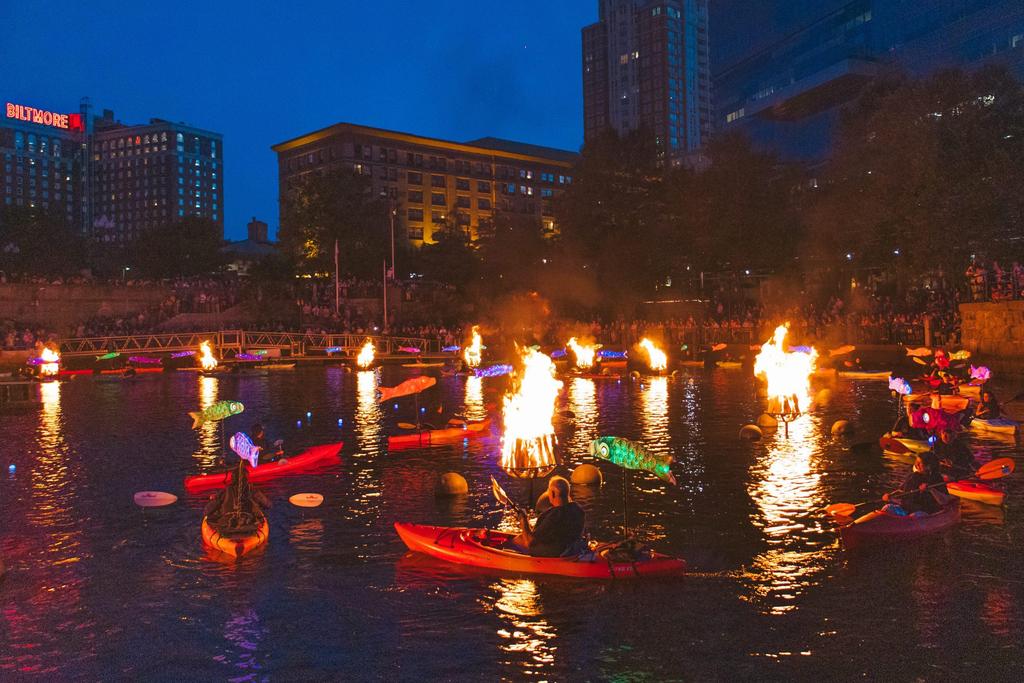 WaterFire Full Lighting – Clear Currents Community Paddling Night