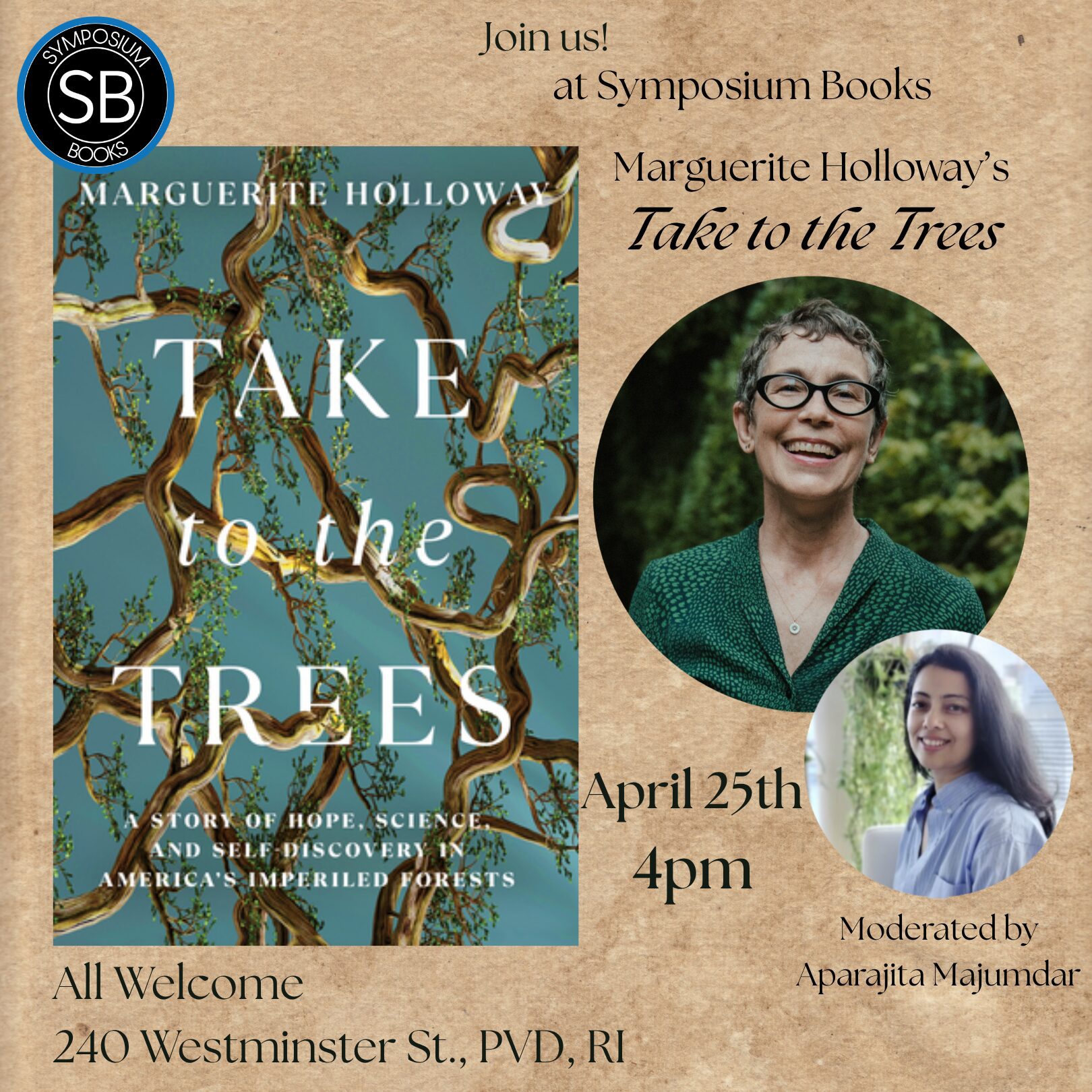 Author Event! Marguerite Holloway’s “Take to the Trees”