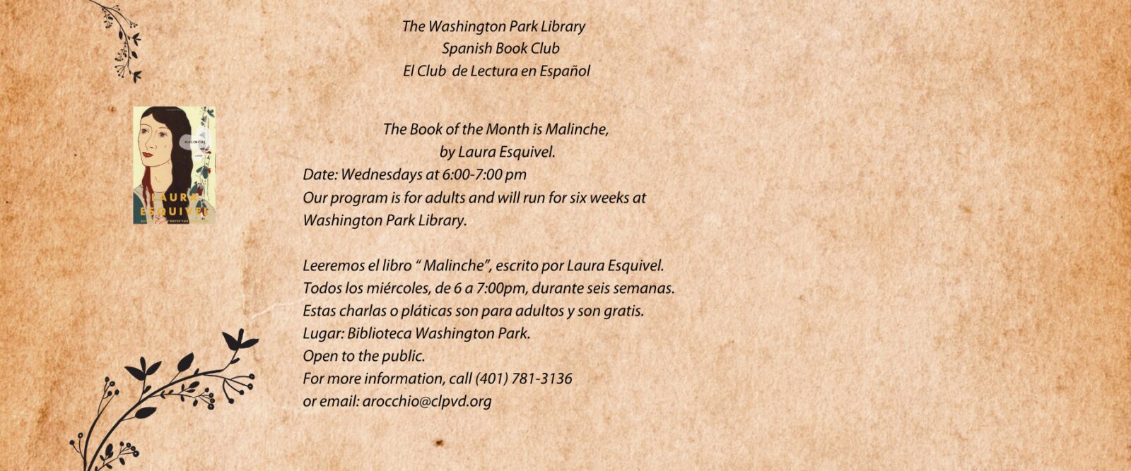 Spanish Book Club /  El Club  de Lectura en Español