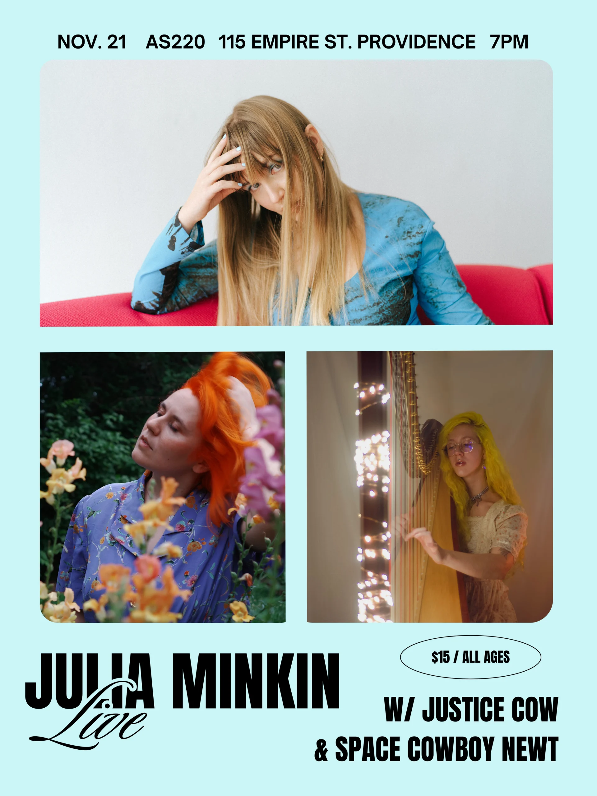 Julia Minkin + Justice Cow + Space Cowboy Newt