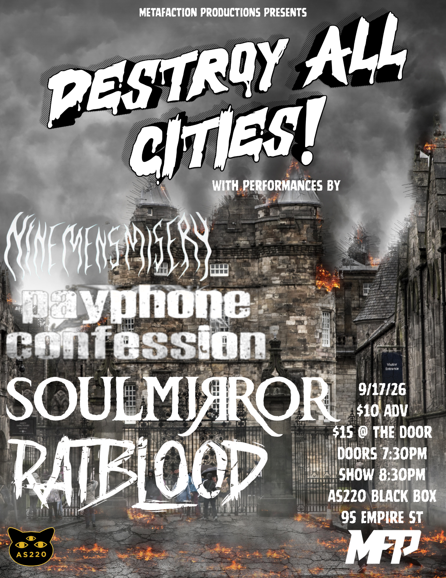 Destroy All Cities! – Nine Mens Misery + Payphone Confessions + Soul Mirror + Ratblood